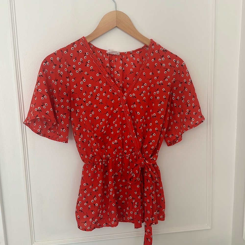 Woman Wrap Short Sleeve Top